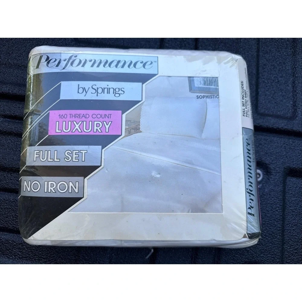 Vintage Performance by Springs Full Sheet Set NOS 160 TC No Iron Embroidered USA